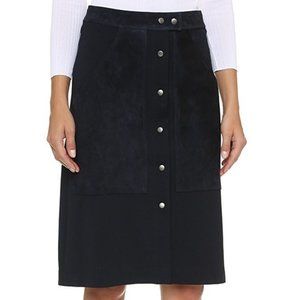 Theory Semi-Suede Pocketed Midi Skirt Sz 4